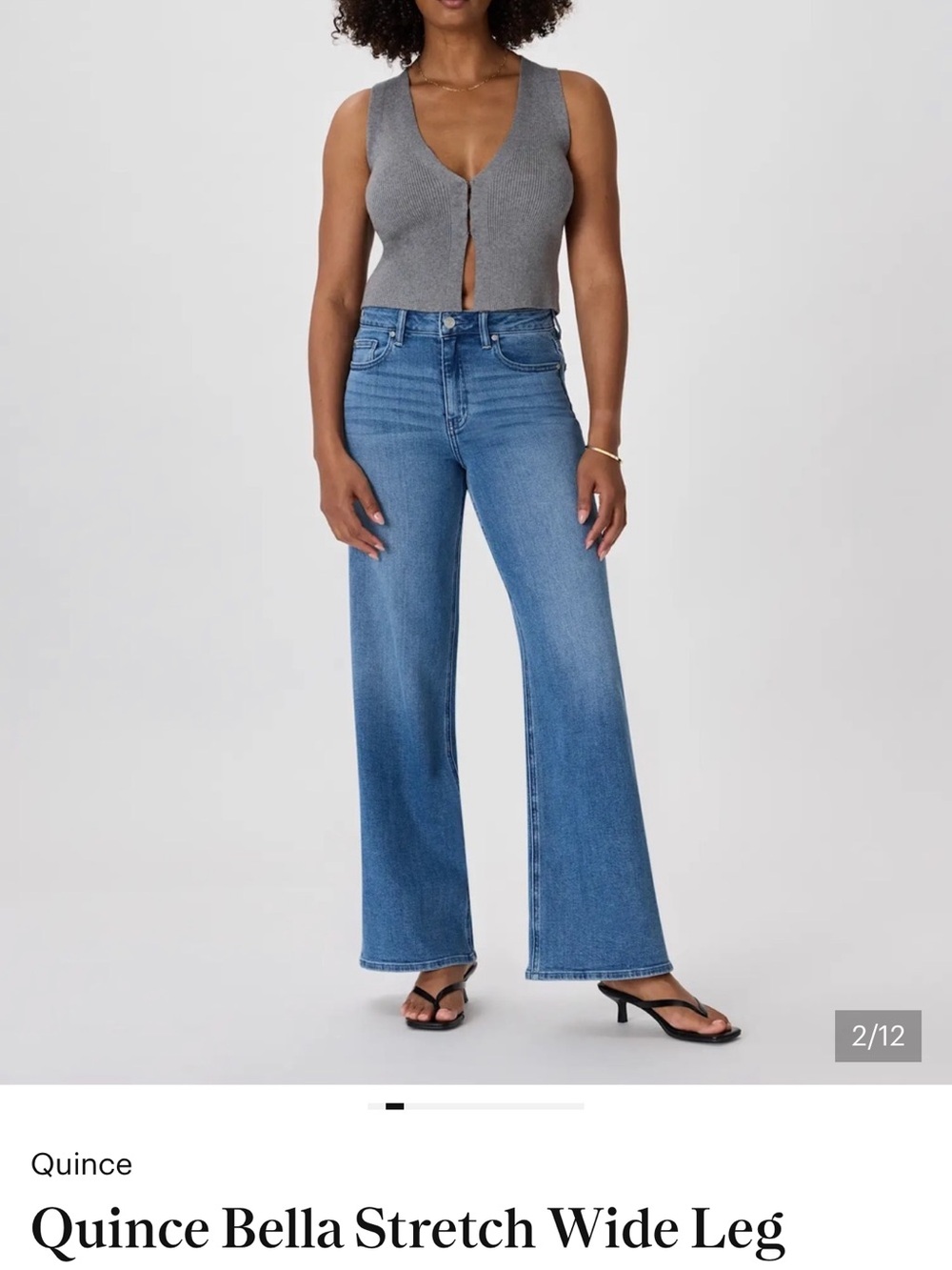 Quince - Bella Stretch, High Rise, Wide Leg Jeans - Seaside Blue, 29R